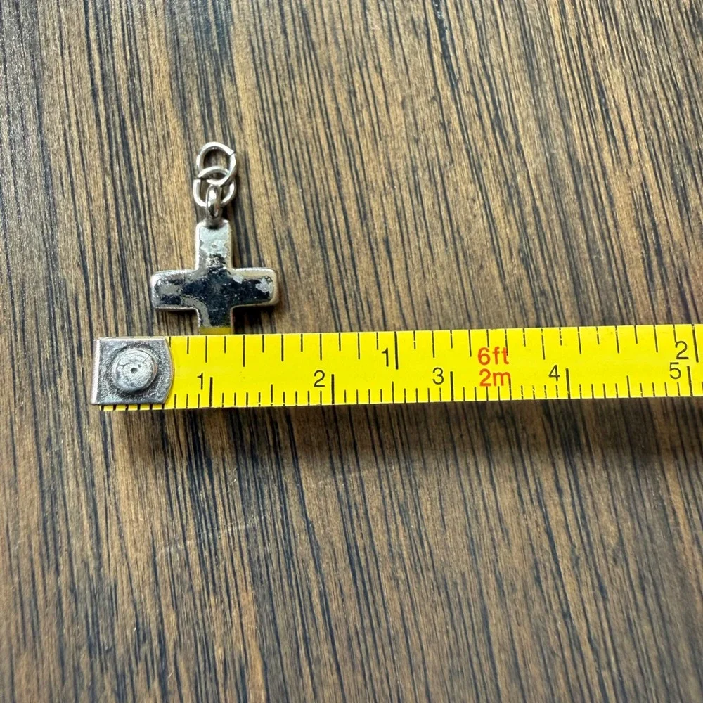 Vintage Cross Charm Pendant Unisex Silver Good Religious Faith Small Metal